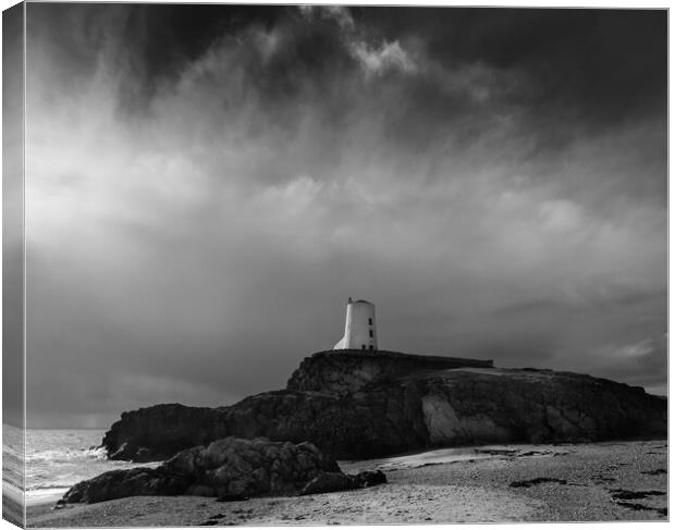 The Tower on Llanddwyn Island - Black & White Canvas Print by Colin Allen