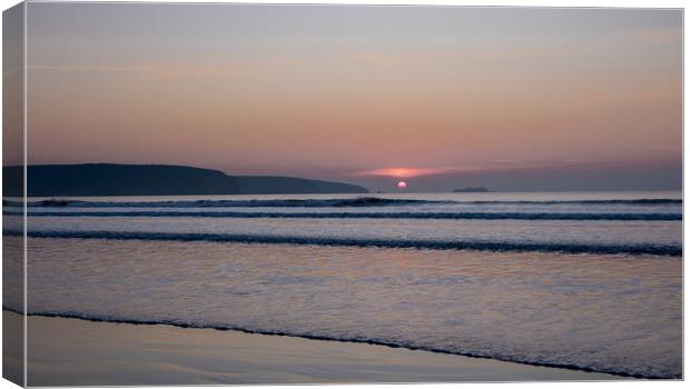 Broad Haven Beach Winter Sunset. Canvas Print by Colin Allen