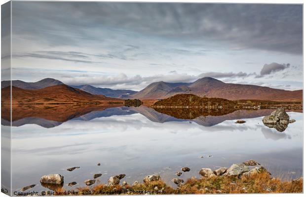 Rannoch Moor reflections Canvas Print by Richard Pike