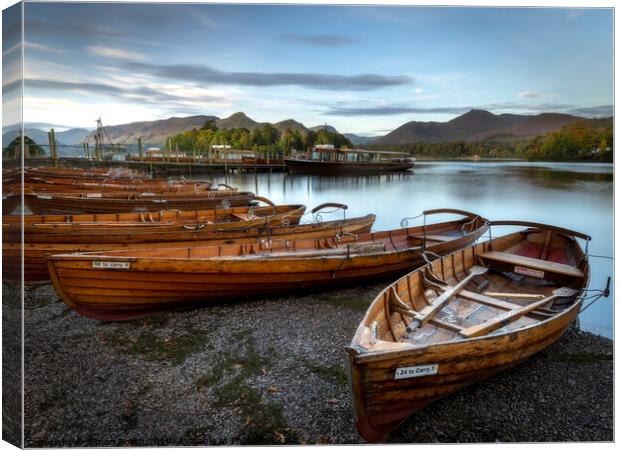 Derwent Water Landing Stage and Catbells Canvas Print by Simon Booth