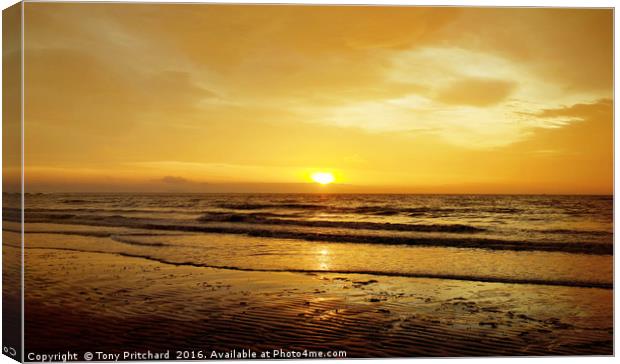 Golden Sunrise at Whitmore Bay, Wales Canvas Print by Tony Pritchard