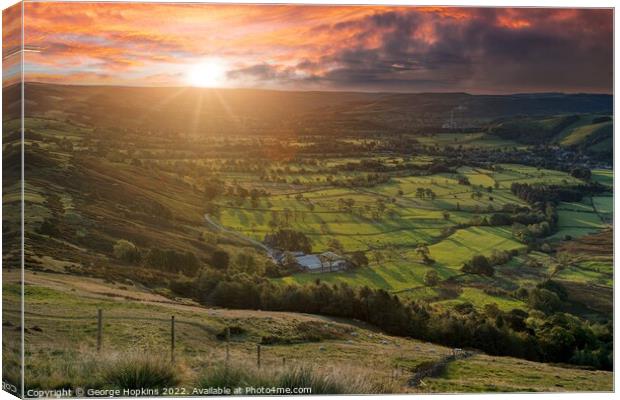 Sunrise from Mam Tor Canvas Print by George Hopkins