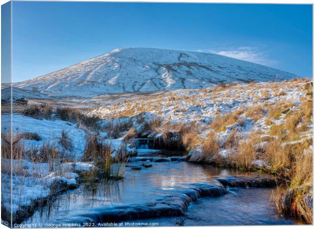 Winter scene of Pendle Hill Canvas Print by George Hopkins