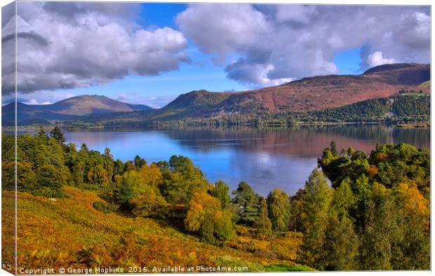 Derwent Water from Catcalls Fell Side Canvas Print by George Hopkins