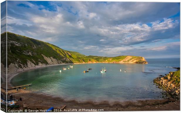 Last Light at Lovely Lulworth Cove Canvas Print by George Hopkins