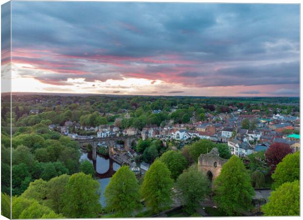 Aerial view of Knaresborough Canvas Print by mike morley