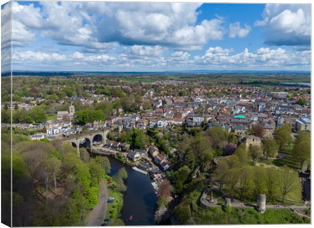 Aerial view of Knaresborough Canvas Print by mike morley