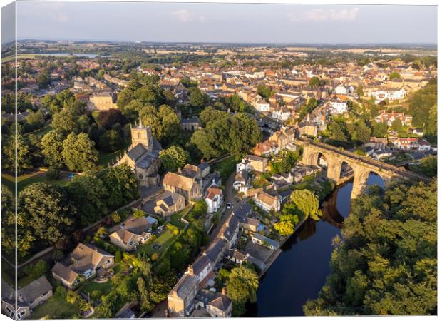 Knaresborough North Yorkshire aerial view Canvas Print by mike morley