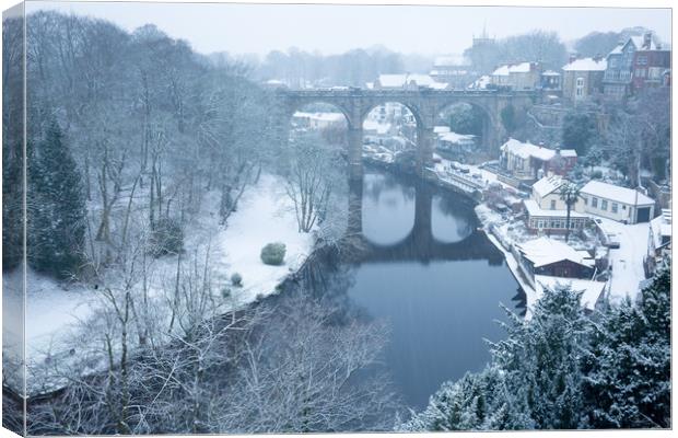 Knaresborough Viaduct in snow Canvas Print by mike morley