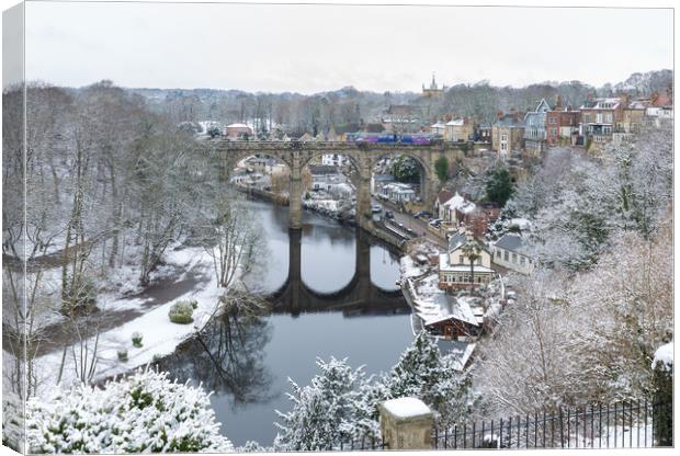 Knaresborough Viaduct in snow Canvas Print by mike morley