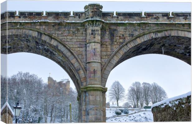 Knaresborough Viaduct in snow Canvas Print by mike morley