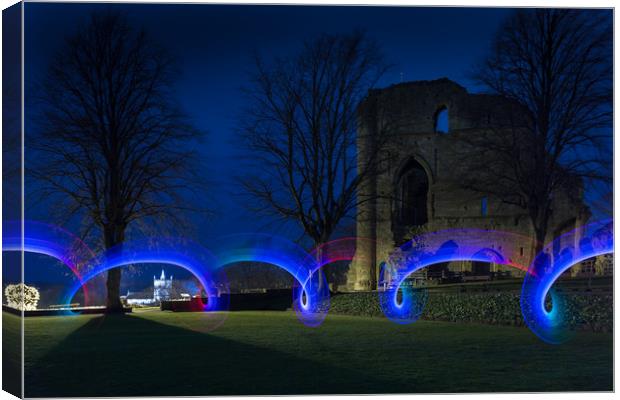 Knaresborough Castle at night Canvas Print by mike morley