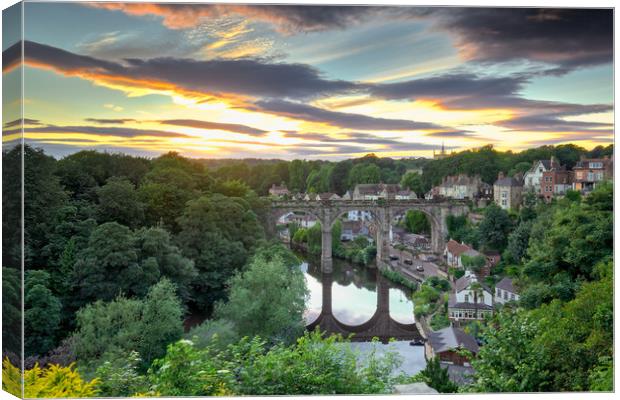 Knaresborough Viaduct at sunset Canvas Print by mike morley