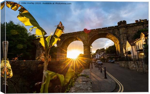 Sunset at Knaresborough Viaduct Canvas Print by mike morley