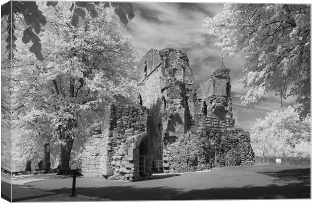 Knaresborough castle in Infra red Canvas Print by mike morley