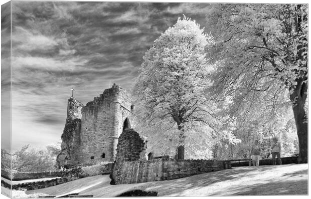 Knaresborough castle in Infra red Canvas Print by mike morley