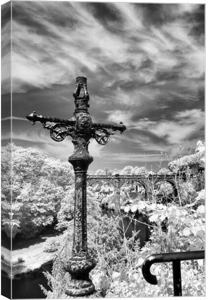 Knaresborough viaduct in Infra red Canvas Print by mike morley