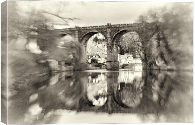 Knaresborough viaduct with retro vintage film processing effect Canvas Print by mike morley