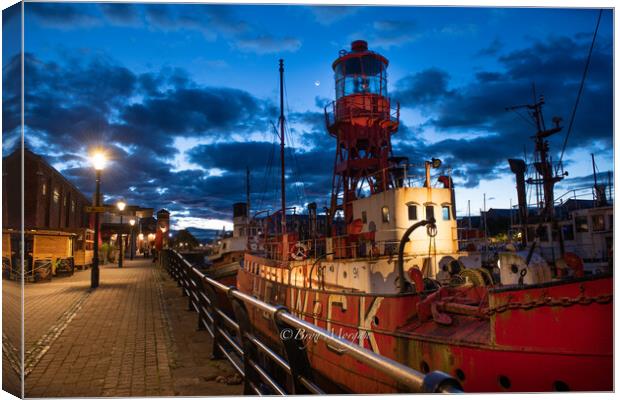 The Helwick lightship at Swansea marina Canvas Print by Bryn Morgan