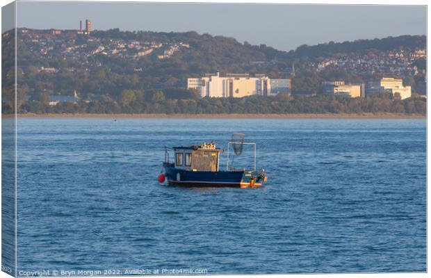 Small fishing boat on Swansea bay Canvas Print by Bryn Morgan