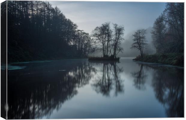 The lake at Penllergaer woods. Canvas Print by Bryn Morgan