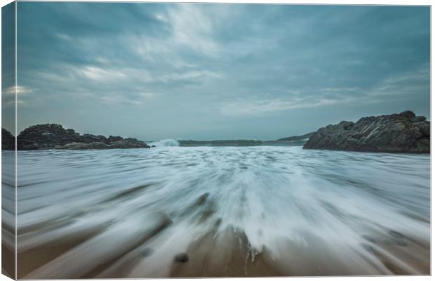 Wide angle at Rotherslade bay. Canvas Print by Bryn Morgan