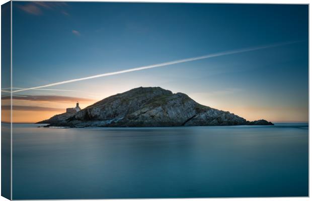 Early morning at Mumbles lighthouse. Canvas Print by Bryn Morgan