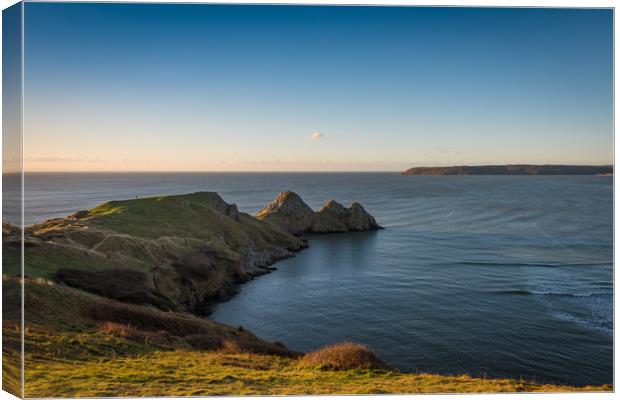 Three cliffs bay. Canvas Print by Bryn Morgan