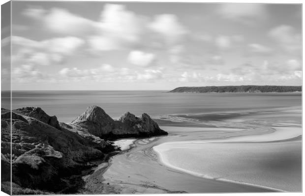 Three cliffs bay. Canvas Print by Bryn Morgan