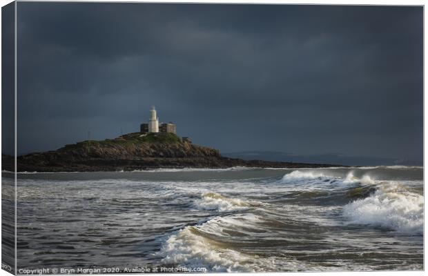 A windy day at Mumbles Canvas Print by Bryn Morgan