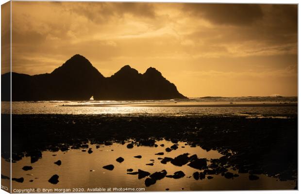 Three cliffs bay Canvas Print by Bryn Morgan