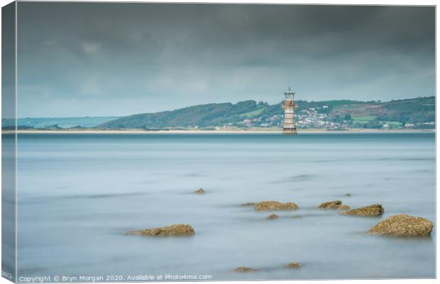 Whiteford Lighthouse on the Loughor estuary Canvas Print by Bryn Morgan