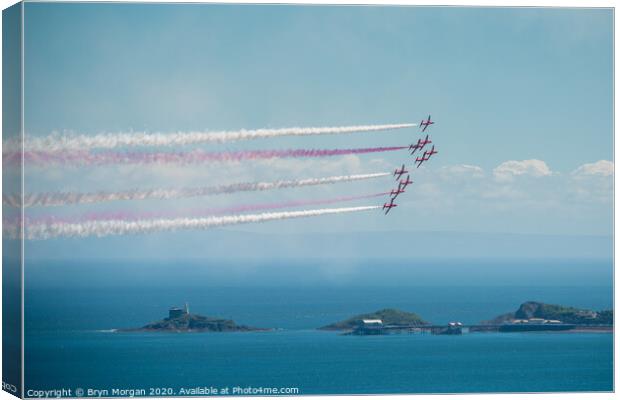 The Red Arrows, the Royal Air Force Aerobatic Team Canvas Print by Bryn Morgan