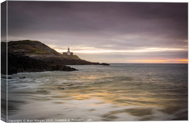 Mumbles lighthouse viewed from Bracelet bay Canvas Print by Bryn Morgan