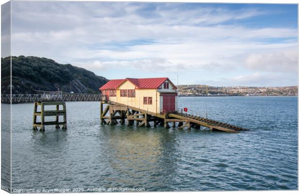 Mumbles pier with the old lifeboat house Canvas Print by Bryn Morgan