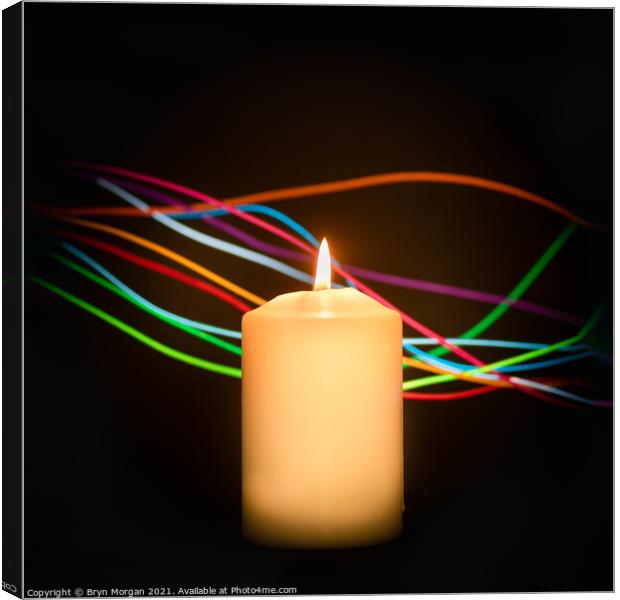 Candle with streaks of light Canvas Print by Bryn Morgan