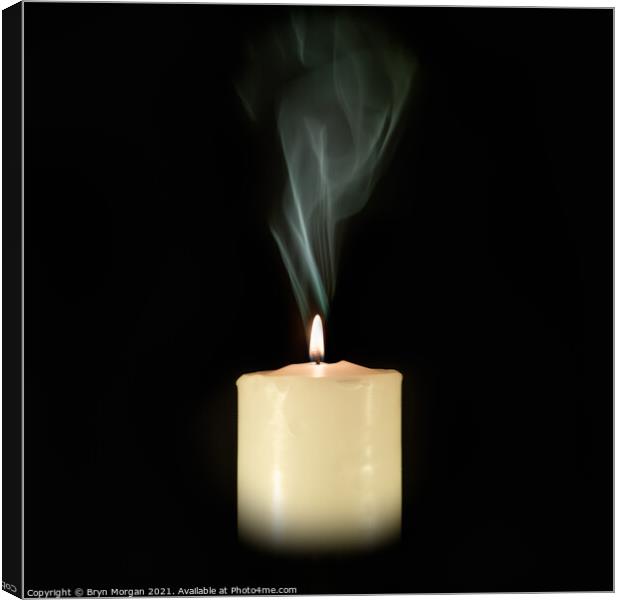 Candle with flowing smoke Canvas Print by Bryn Morgan