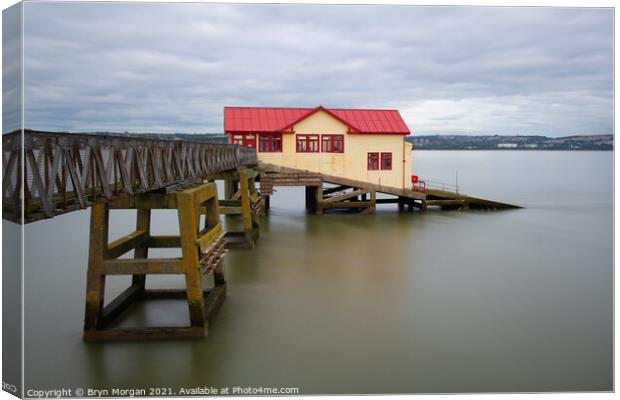 The old lifeboat station on Mumbles pier Canvas Print by Bryn Morgan