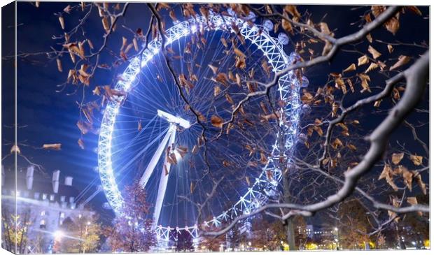 London Eye at Winter                               Canvas Print by Mike Evans