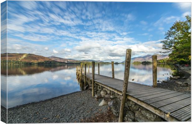 Lake District Jetty  Canvas Print by Steve Lansdell