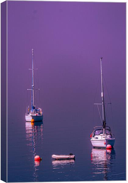 Misty morning at Oban harbour Canvas Print by alan todd