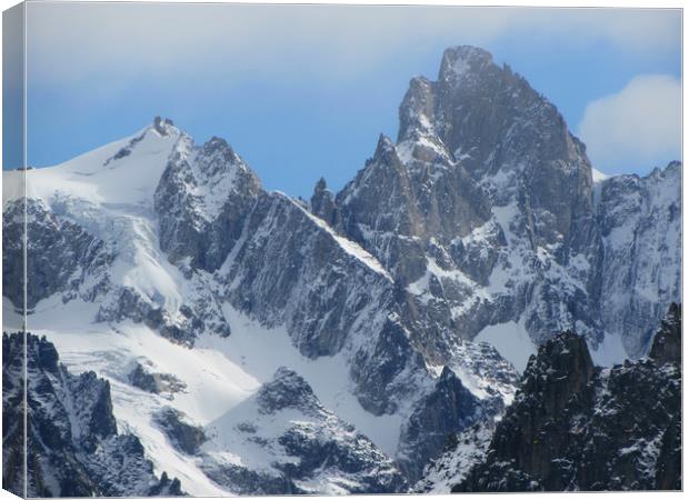 Aiguilles du plan Chamonix French Alps             Canvas Print by alan todd