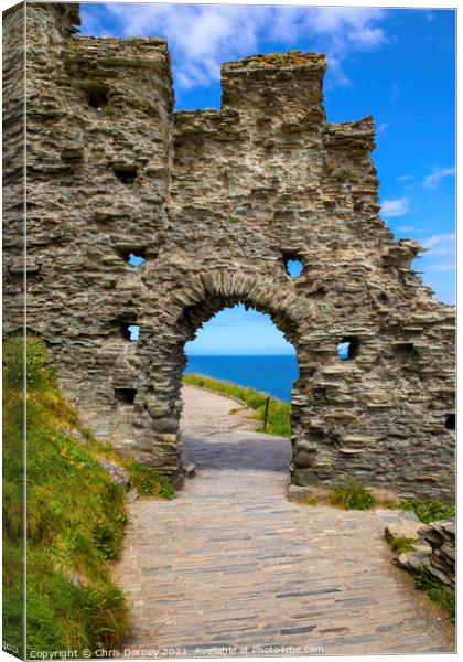 Tintagel Castle in Cornwall, UK Canvas Print by Chris Dorney