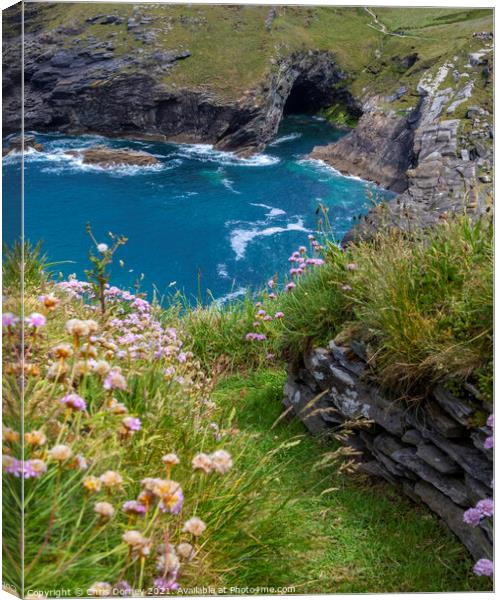 Cave in Tintagel, Cornwall, UK Canvas Print by Chris Dorney