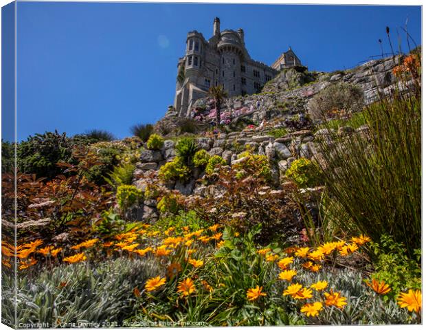 Castle Gardens at St. Michaels Mount in Cornwall, UK Canvas Print by Chris Dorney