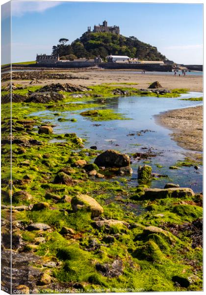 View Across Mounts Bay to St. Michaels Mount in Cornwall, UK Canvas Print by Chris Dorney