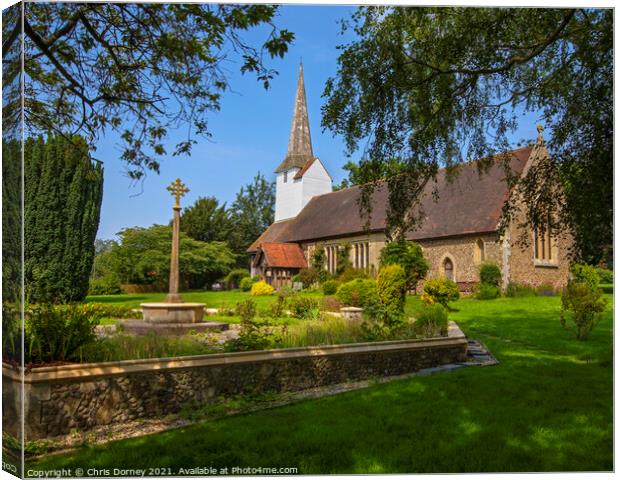 All Saints Church in Stock, Essex, UK Canvas Print by Chris Dorney