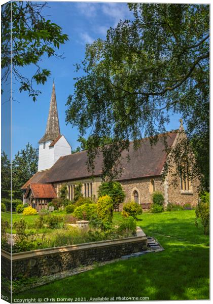 All Saints Church in Stock, Essex, UK Canvas Print by Chris Dorney