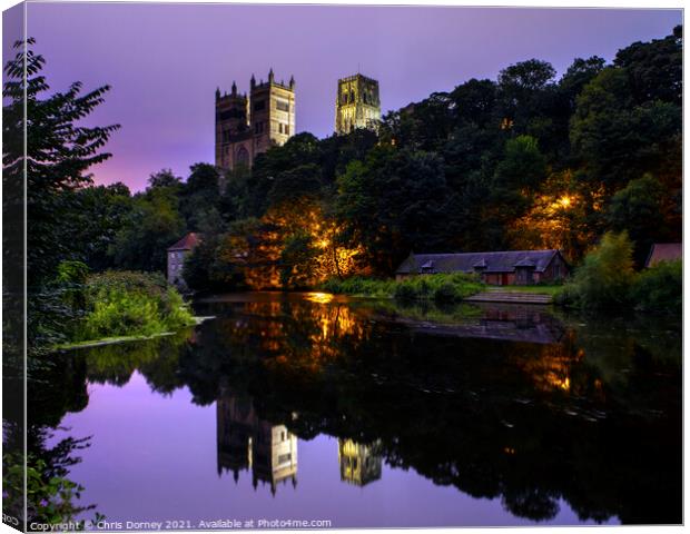 Durham Cathedral at Night, in the City of Durham, UK Canvas Print by Chris Dorney