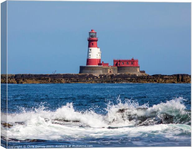 Longstone Lighthouse on the Farne Islands in the UK Canvas Print by Chris Dorney